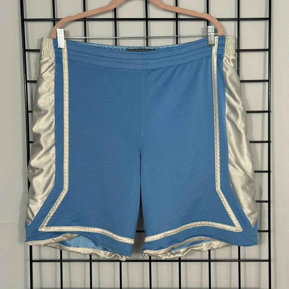 Nike Dazzle Basketball‎ Shorts Mens XL Blue Silky Shiny UNC Baggy Reversible